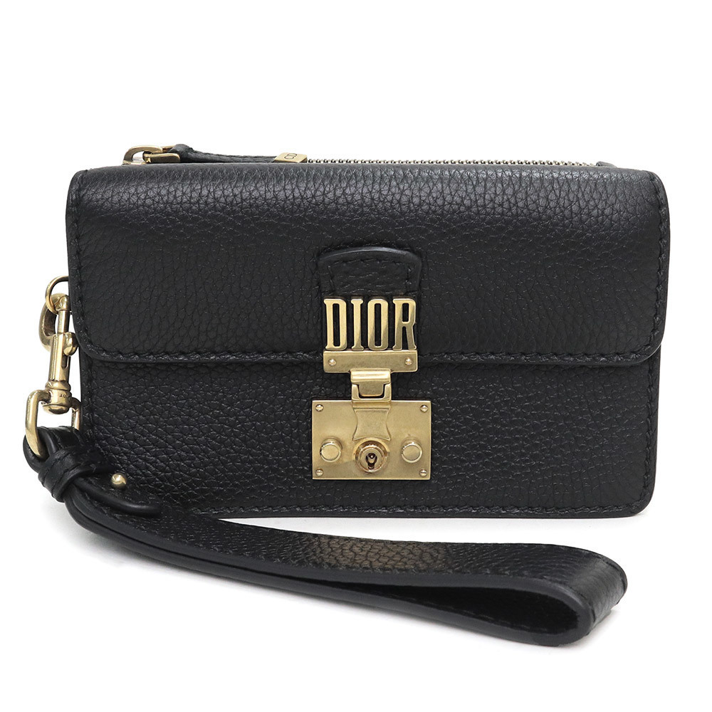 Christian Dior Addict Clutch Bag Leather Black